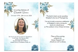 Personalised Funeral Memorial Order of Service
