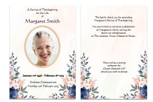 Personalised Funeral Memorial Order of Service