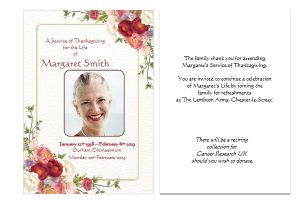Personalised Funeral Memorial Order of Service