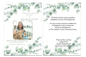 Personalised Funeral Memorial Order of Service