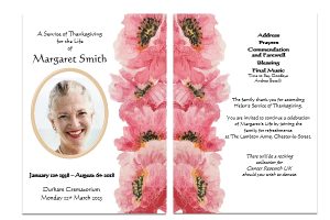 Personalised Funeral Memorial Order of Service