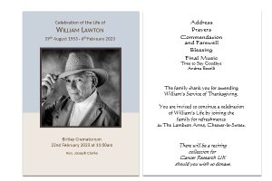 Personalised Funeral Memorial Order of Service