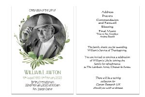 Personalised Funeral Memorial Order of Service