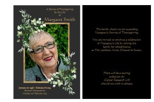 Personalised Funeral Memorial Order of Service