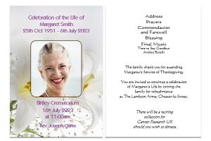 Personalised Funeral Memorial Order of Service